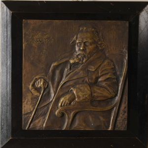 Placca in bronzo raffigurante Giosu Carducci. XX secolo  - Auction Antiques | Cambi Time - Digital Auctions