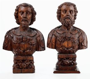 Coppia di busti reliquiari in legno scolpito. Scultore del XVIII secolo  - Auction Antiques | Cambi Time - Digital Auctions