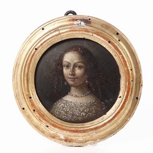 Miniatura su rame con figura femminile. XIX secolo diametro cm 7,5  - Asta Antiquariato | Cambi Time - Digital Auctions
