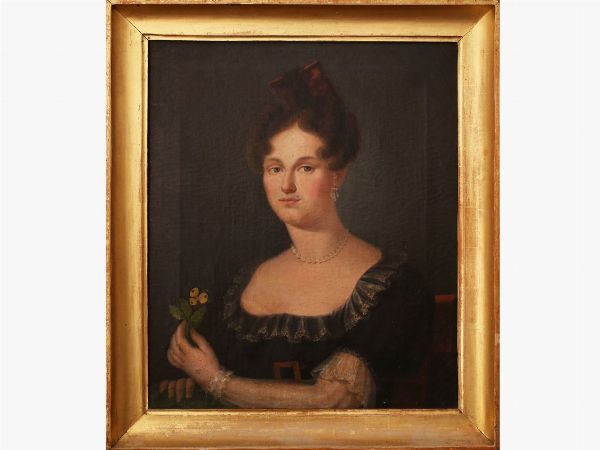 Portrait of a gentlewoman with flower  - Auction Tuscan style: curiosities from a country residence - Digital Auctions
