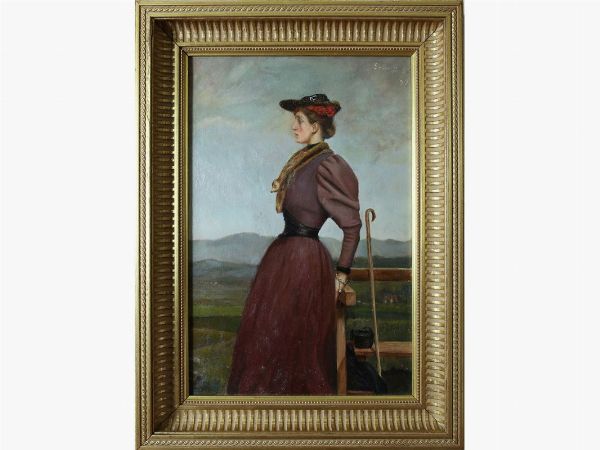 Portrait of a lady in a landscape  - Auction Tuscan style: curiosities from a country residence - Digital Auctions