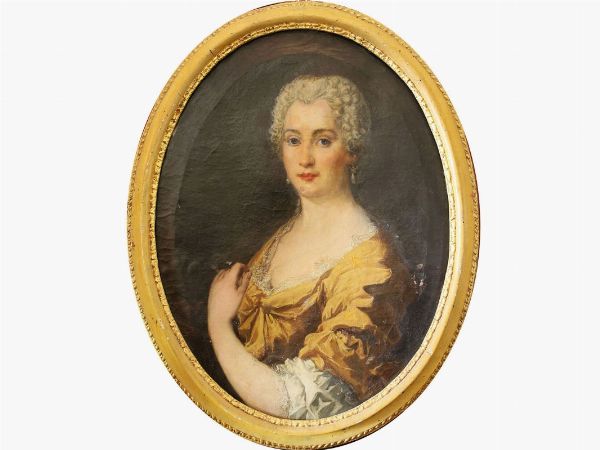 Portrait o a lady with ocher and white dress  - Auction Furniture and Paintings from the Ancient Fattoria Franceschini, partly from Villa I Pitti - Digital Auctions