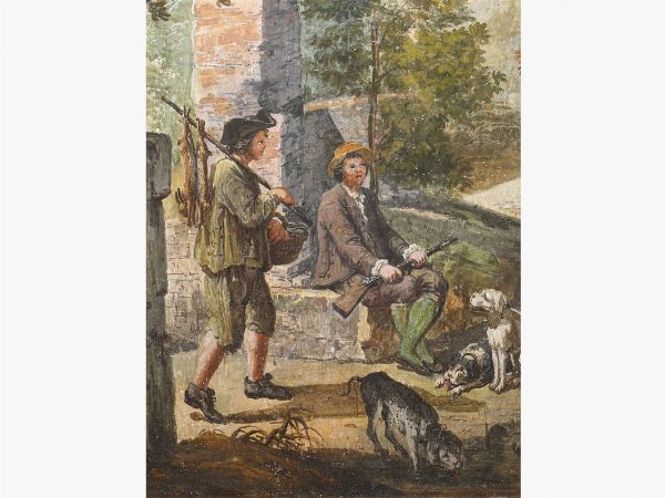 Ruins with hunters and dogs  - Auction Furniture and Paintings from the Ancient Fattoria Franceschini, partly from Villa I Pitti - Digital Auctions