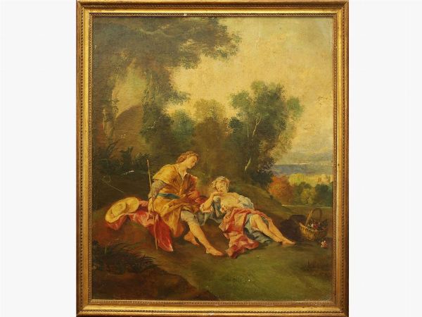 Romantic scene in a landscape  - Auction Furniture and Paintings from the Ancient Fattoria Franceschini, partly from Villa I Pitti - Digital Auctions