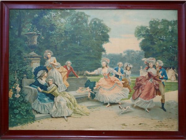 Veduta di giardino con personaggi  - Asta Arredi e Dipinti dall'antica Fattoria Franceschini, in parte provenienti da Villa I Pitti - Digital Auctions