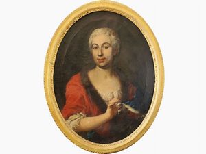Portrait of a lady with fur trimmed dress  - Auction Furniture and Paintings from the Ancient Fattoria Franceschini, partly from Villa I Pitti - Digital Auctions