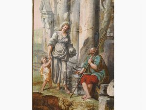 Ruins with wayfarer e mother with child  - Auction Furniture and Paintings from the Ancient Fattoria Franceschini, partly from Villa I Pitti - Digital Auctions