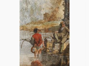 Farmerhouse with fisherman and two figures  - Auction Furniture and Paintings from the Ancient Fattoria Franceschini, partly from Villa I Pitti - Digital Auctions