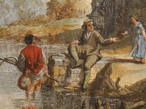 Farmerhouse with fisherman and two figures  - Auction Furniture and Paintings from the Ancient Fattoria Franceschini, partly from Villa I Pitti - Digital Auctions