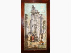 Ruins with spring and three figures  - Auction Furniture and Paintings from the Ancient Fattoria Franceschini, partly from Villa I Pitti - Digital Auctions
